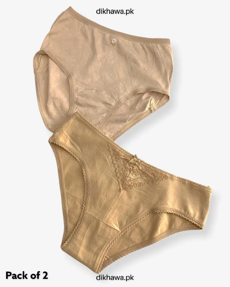 Pack of 2 Imported Stocklot Branded Cotton Panty Stretchable Cotton Lace Panty 2021