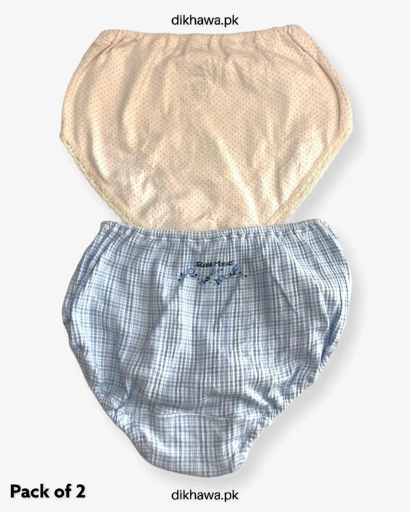 Pack of 2 Imported Stocklot Branded Cotton Panty Stretchable Cotton Lace Panty 2021