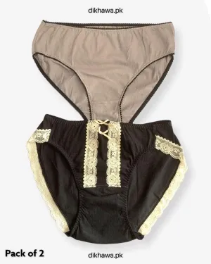 Pack of 2 Imported Stocklot Branded Cotton Panty Stretchable Cotton Lace Panty 2021