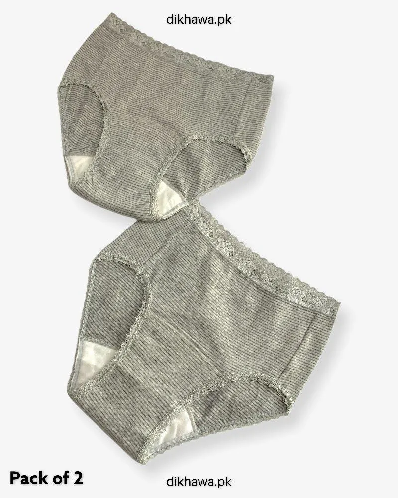 Pack of 2 Imported Stocklot Branded Cotton Panty Stretchable Cotton Lace Panty 2021