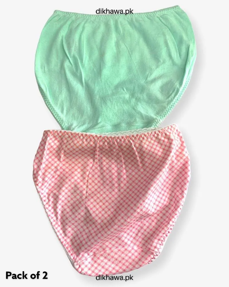 Pack of 2 Imported Stocklot Branded Cotton Panty Stretchable Cotton Lace Panty 2021