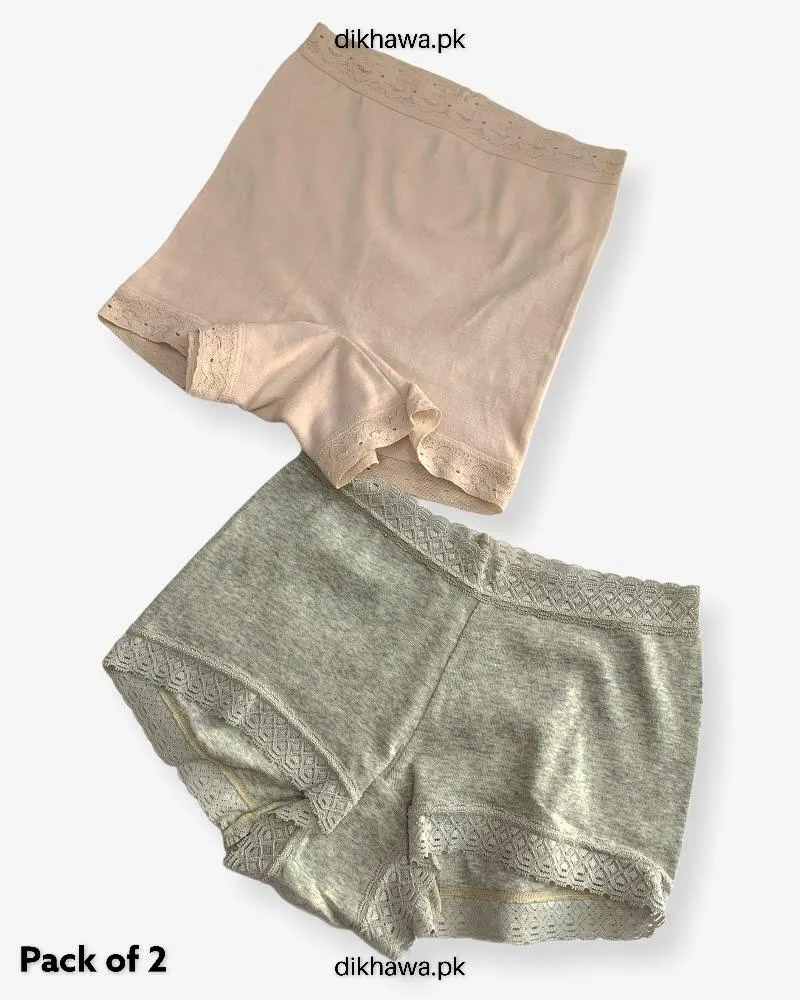 Pack of 2 Imported Stocklot Branded Cotton Panty Stretchable Cotton Lace Panty 2021