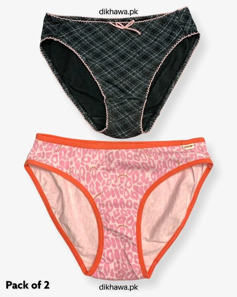 Pack of 2 Imported Stocklot Branded Cotton Panty Stretchable Cotton Panty 2021