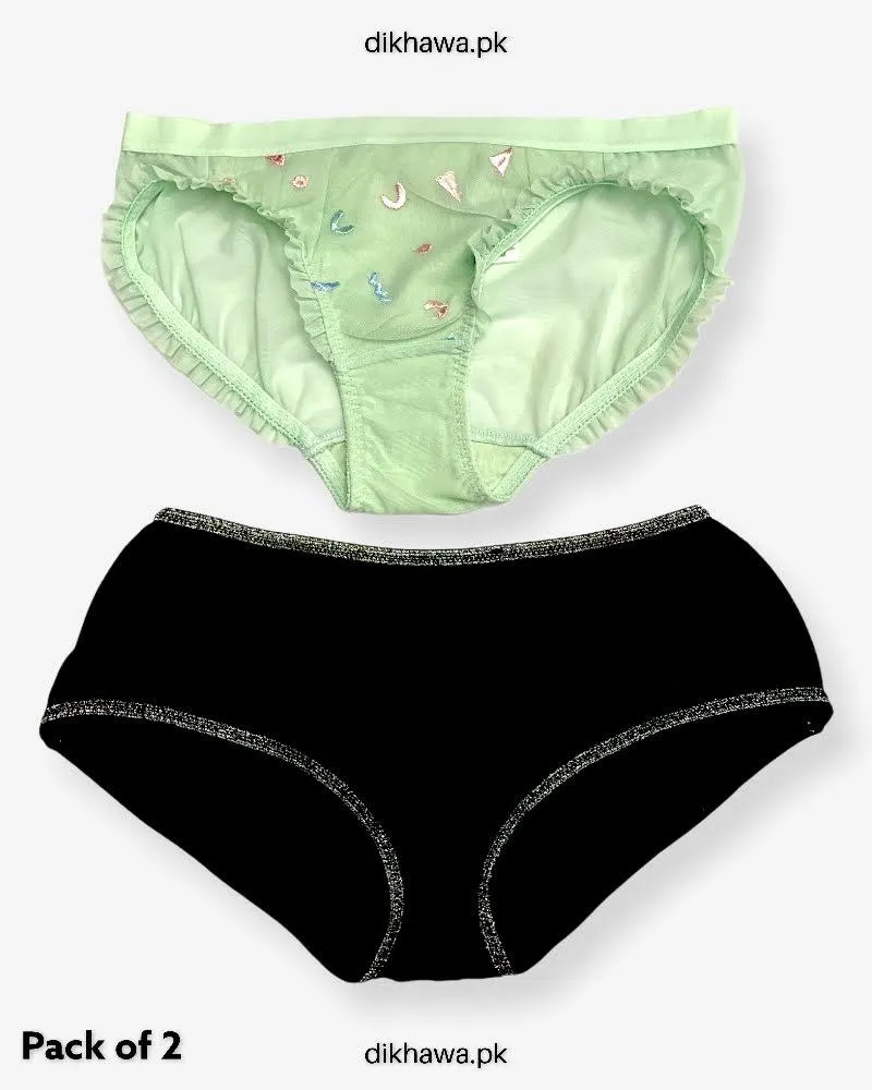 Pack of 2 Imported Stocklot Branded Cotton Panty Stretchable Cotton Panty 2021