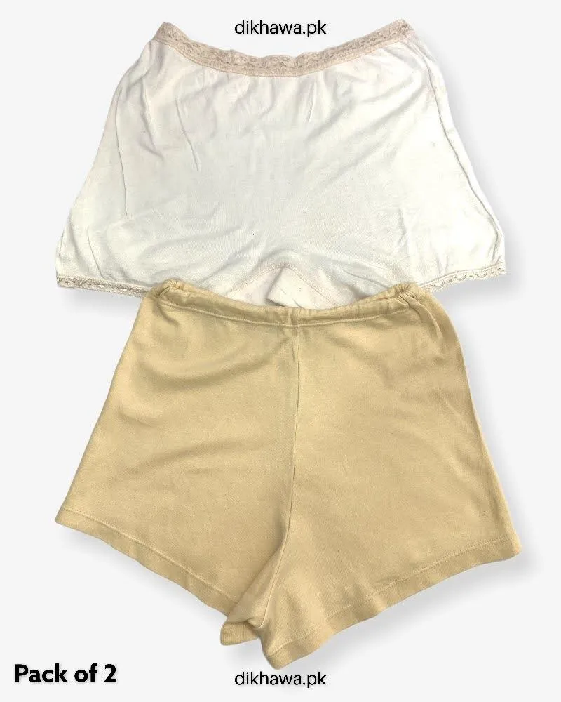 Pack of 2 Imported Stocklot Branded Cotton Panty Stretchable Shadowline Jersey Hidden Elastic Full Brief Panty