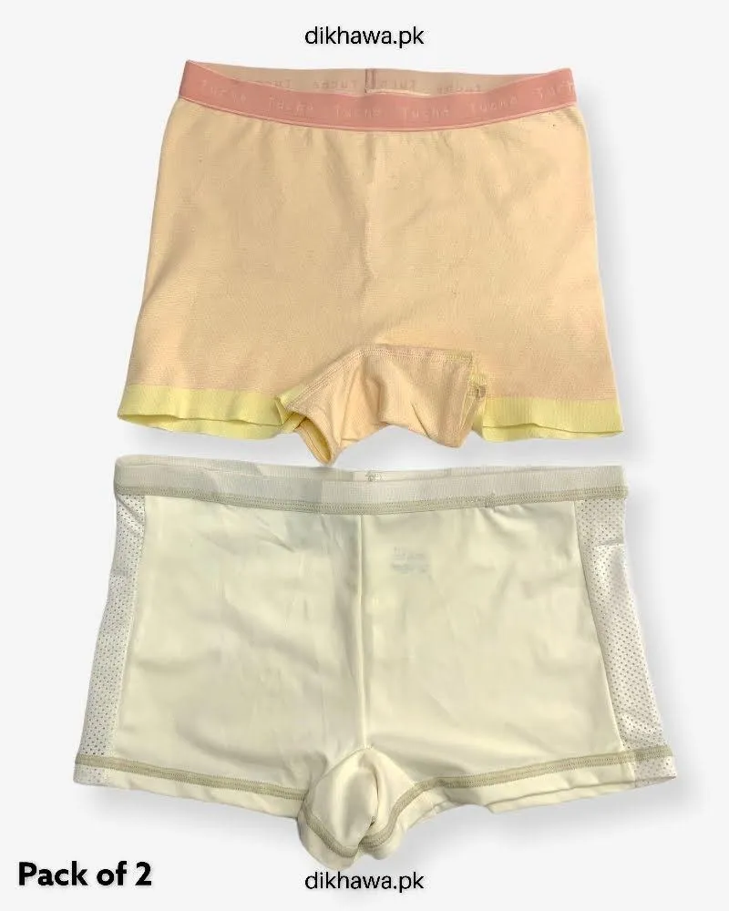 Pack of 2 Imported Stocklot Branded Cotton Panty Stretchable Shadowline Jersey Hidden Elastic Full Brief Panty