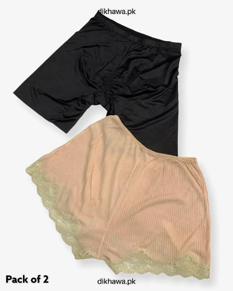 Pack of 2 Imported Stocklot Branded Cotton Panty Stretchable Shadowline Jersey Hidden Elastic Full Brief Panty