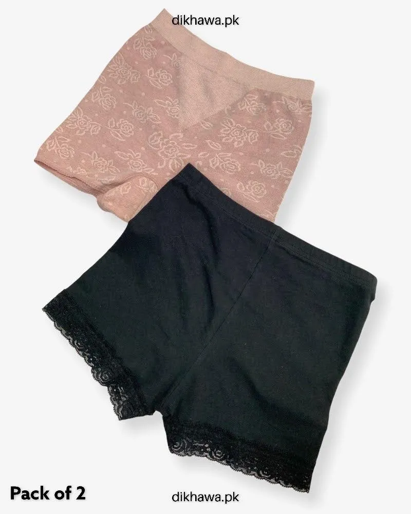 Pack of 2 Imported Stocklot Branded Cotton Panty Stretchable Shadowline Jersey Hidden Elastic Full Brief Panty