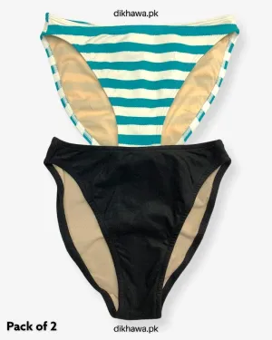Pack of 2 Imported Stocklot Branded Jersey Panty Stretchable Bikini Style Thong Panty 2021