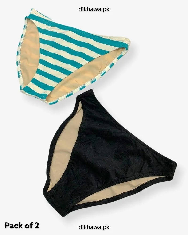 Pack of 2 Imported Stocklot Branded Jersey Panty Stretchable Bikini Style Thong Panty 2021