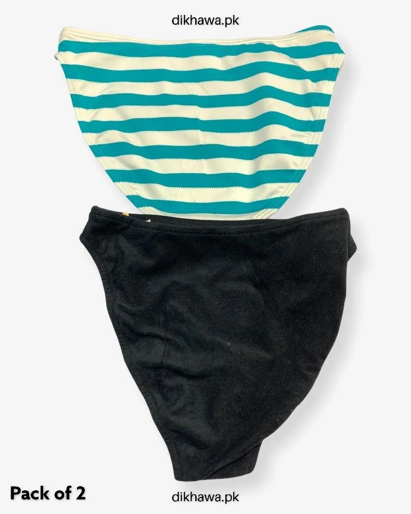 Pack of 2 Imported Stocklot Branded Jersey Panty Stretchable Bikini Style Thong Panty 2021