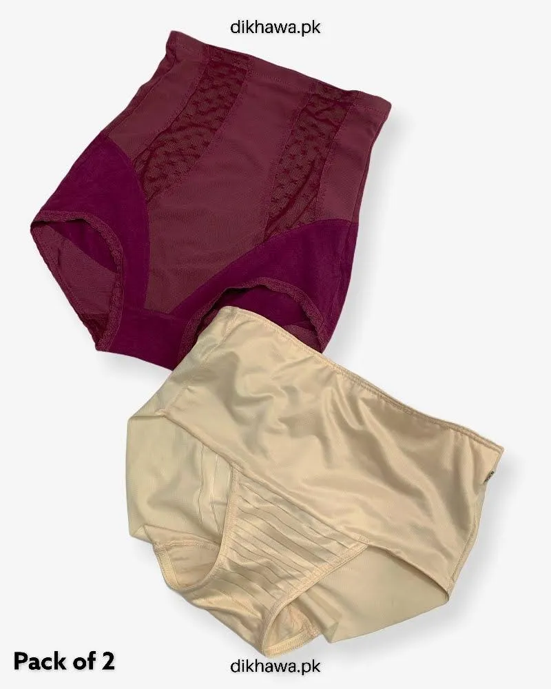 Pack of 2 Imported Stocklot Branded Jersey Panty Stretchable Jersey Lace Panty 2021