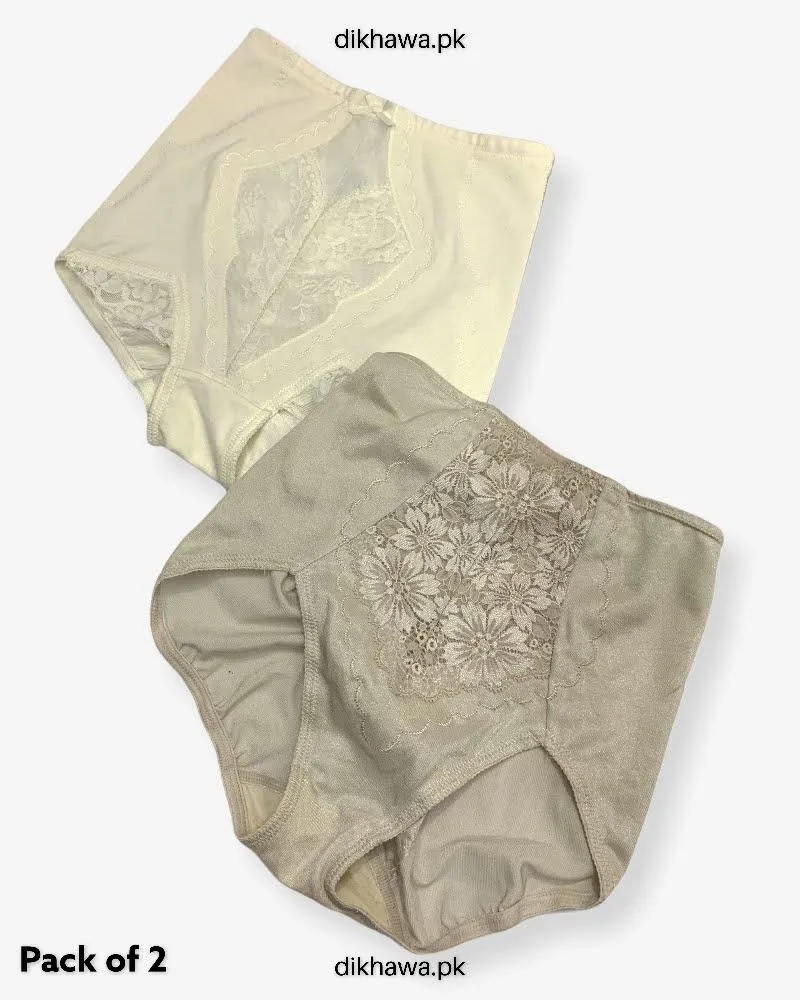 Pack of 2 Imported Stocklot Branded Jersey Panty Stretchable Jersey Lace Panty 2021