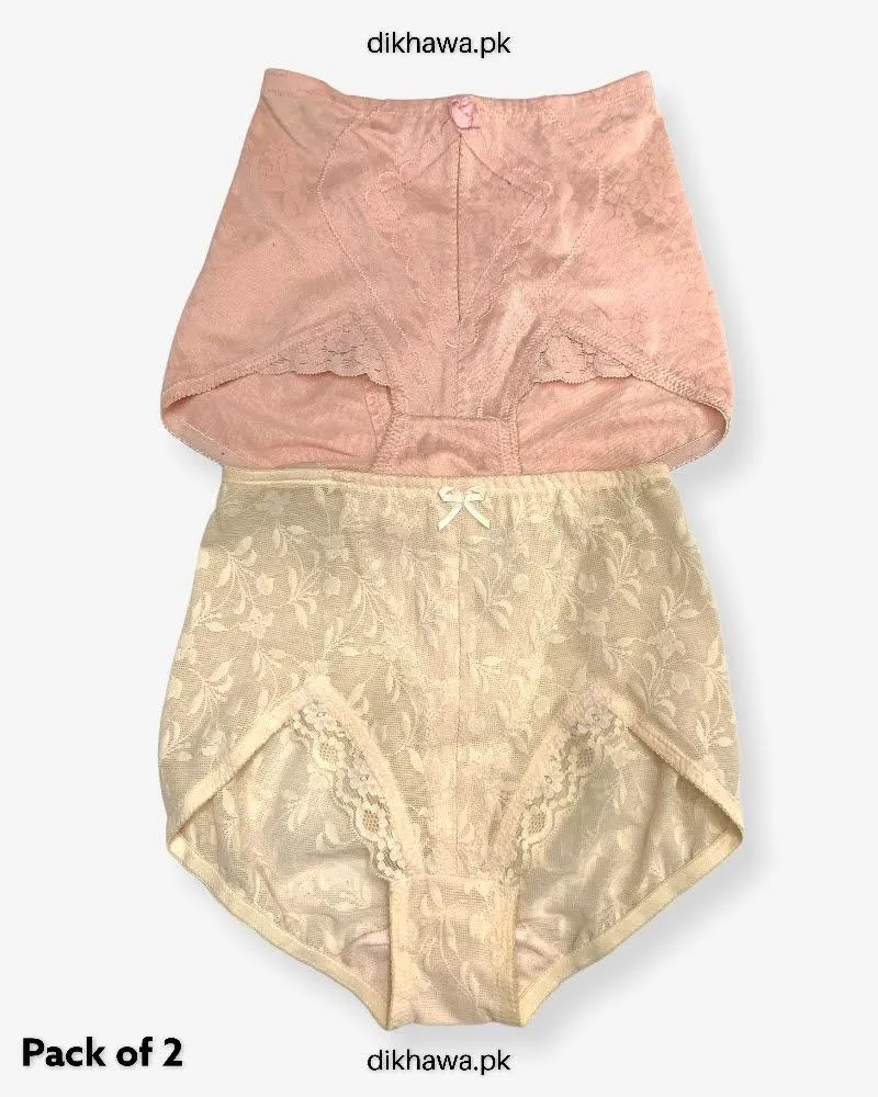 Pack of 2 Imported Stocklot Branded Jersey Panty Stretchable Jersey Lace Panty 2021