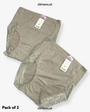 Pack of 2 Imported Stocklot Branded Net Panty Stretchable Cotton Lace Panty 2021