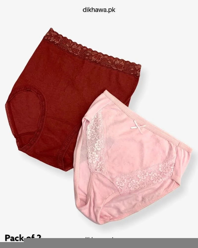 Pack of 2 Imported Stocklot Branded Net Panty Stretchable Cotton Lace Panty 2021