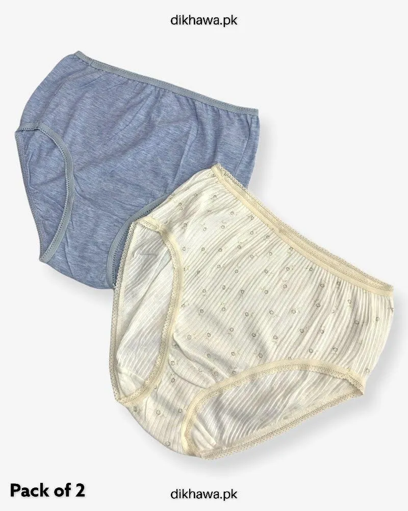 Pack of 2 Imported Stocklot Branded Net Panty Stretchable Cotton Lace Panty 2021
