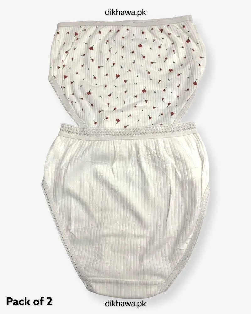 Pack of 2 Imported Stocklot Branded Net Panty Stretchable Cotton Lace Panty 2021