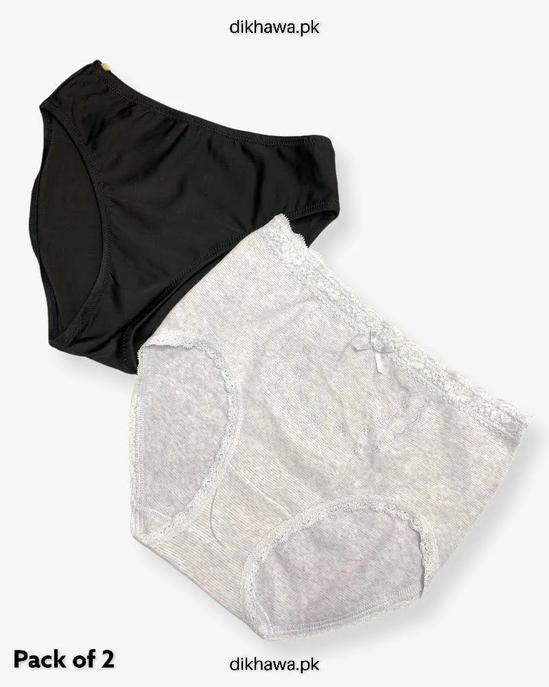 Pack of 2 Imported Stocklot Branded Net Panty Stretchable Cotton Lace Panty 2021