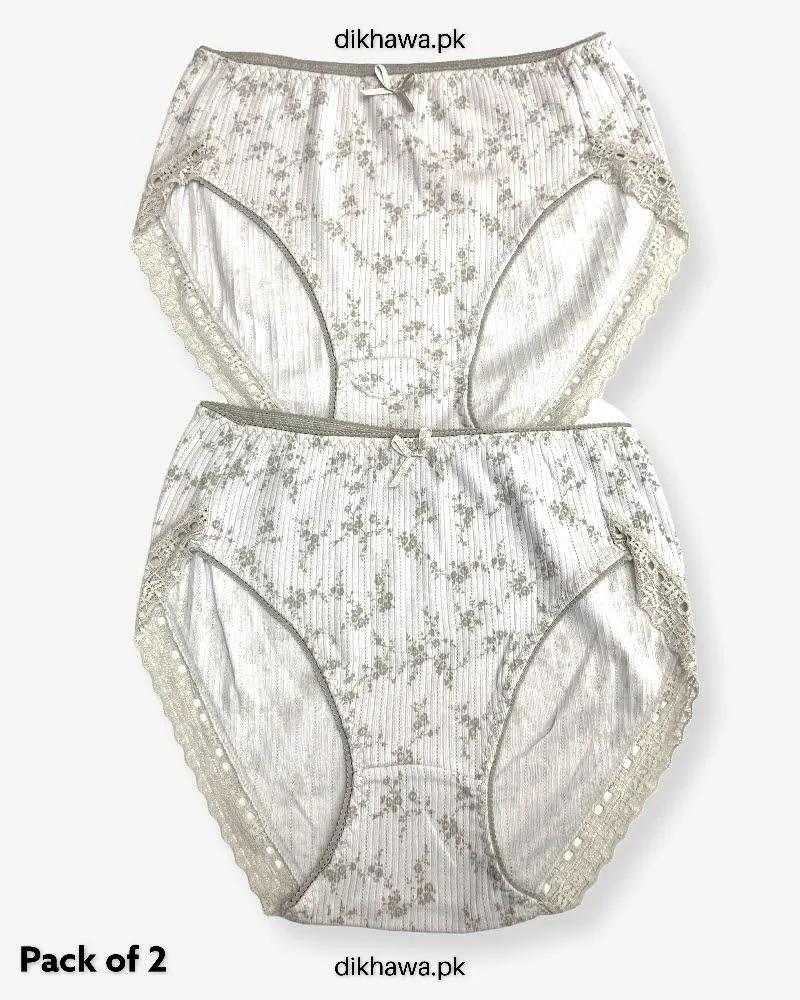 Pack of 2 Imported Stocklot Branded Net Panty Stretchable Cotton Lace Panty 2021