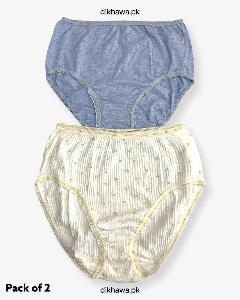 Pack of 2 Imported Stocklot Branded Net Panty Stretchable Cotton Lace Panty 2021