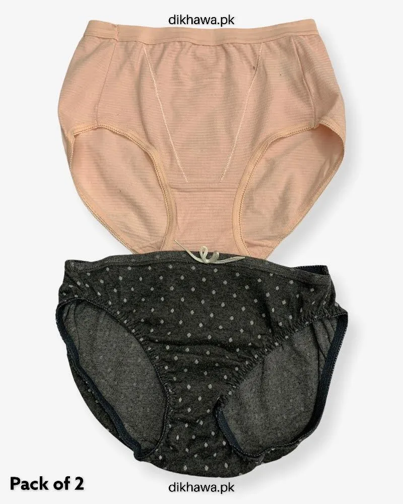 Pack of 2 Imported Stocklot Branded Net Panty Stretchable Cotton Lace Panty 2021