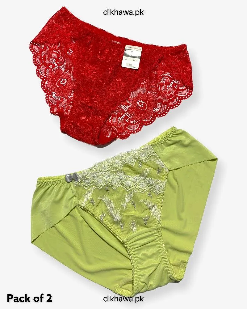 Pack of 2 Imported Stocklot Branded Net Panty Stretchable Net Lace Panty 2021