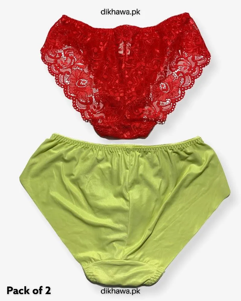 Pack of 2 Imported Stocklot Branded Net Panty Stretchable Net Lace Panty 2021
