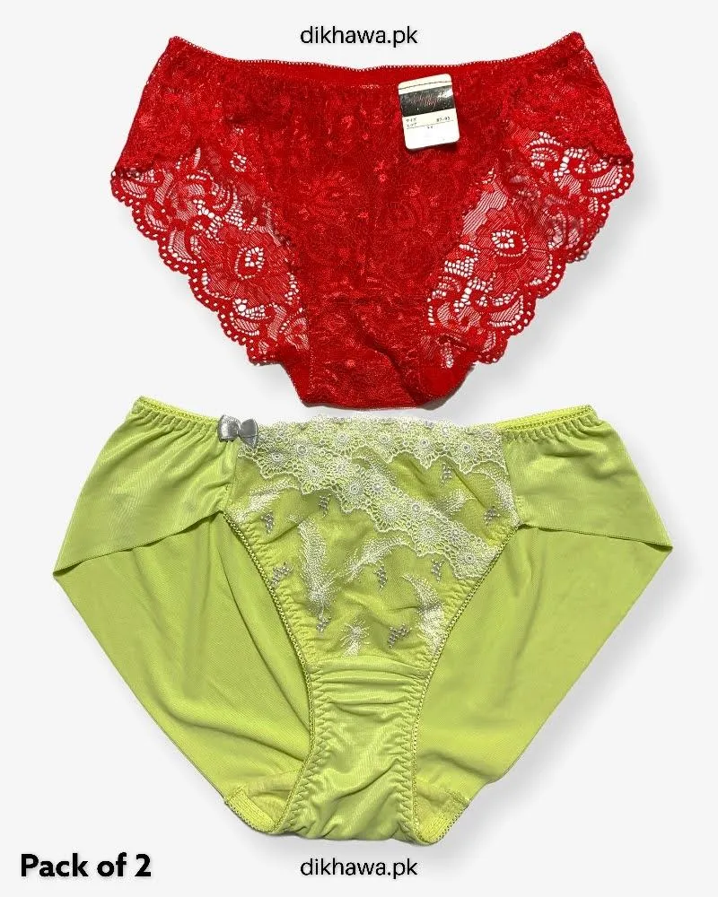 Pack of 2 Imported Stocklot Branded Net Panty Stretchable Net Lace Panty 2021
