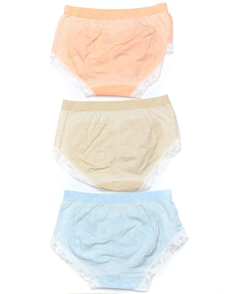 Pack of 3 Basic Soft Cotton Stretchable Lace Panty FP-657 - Mix Colors