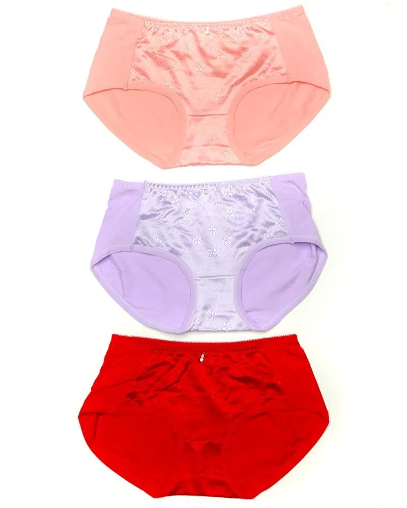 Pack of 3 Fancy Soft Cotton Panty - Mix Colors-KN335
