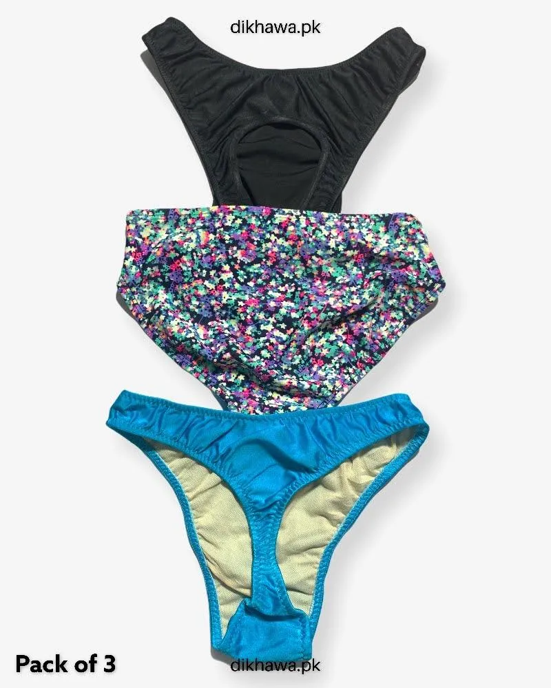 Pack of 3 Imported Stocklot Branded Net Panty Bikini Style Sexy Thong Panty