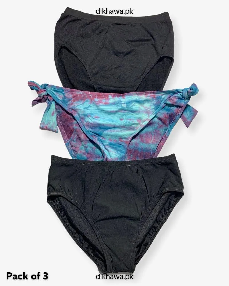 Pack of 3 Imported Stocklot Branded Silk Panty Bikini Style Sexy Thong Panty Swimwear Panty