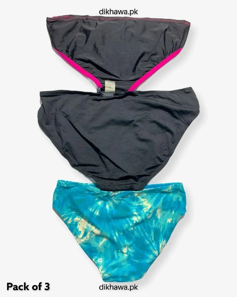 Pack of 3 Imported Stocklot Branded Silk Panty Bikini Style Sexy Thong Panty Swimwear Panty