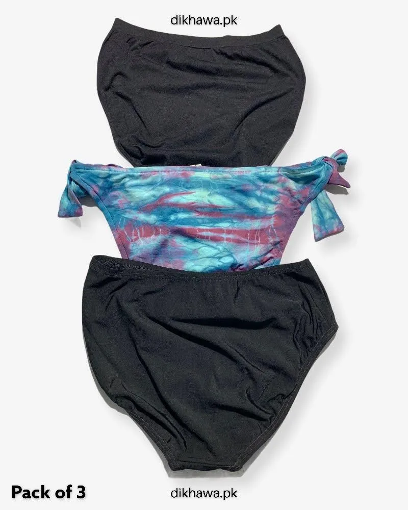 Pack of 3 Imported Stocklot Branded Silk Panty Bikini Style Sexy Thong Panty Swimwear Panty