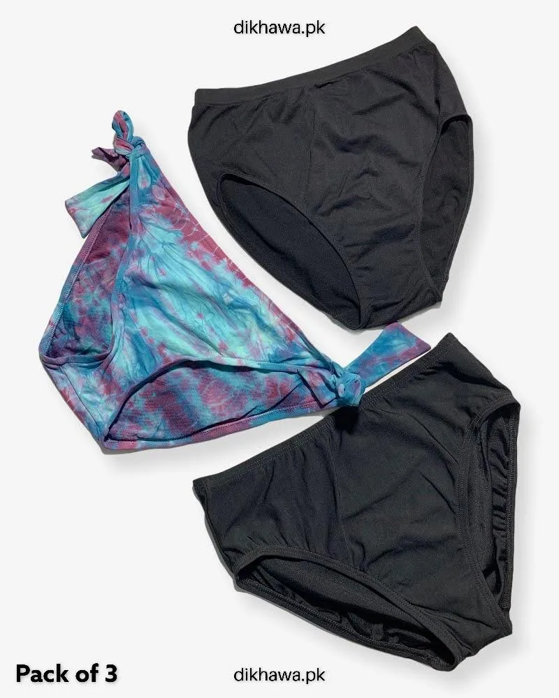 Pack of 3 Imported Stocklot Branded Silk Panty Bikini Style Sexy Thong Panty Swimwear Panty