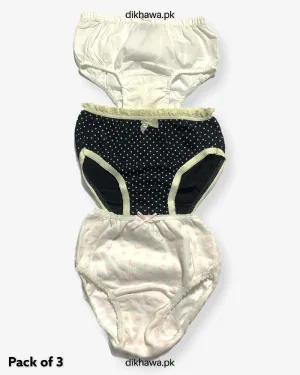 Pack of 3 Kids Panty Imported Stocklot Branded Girls Pure Cotton Printed Briefs Underwear Panty Combo