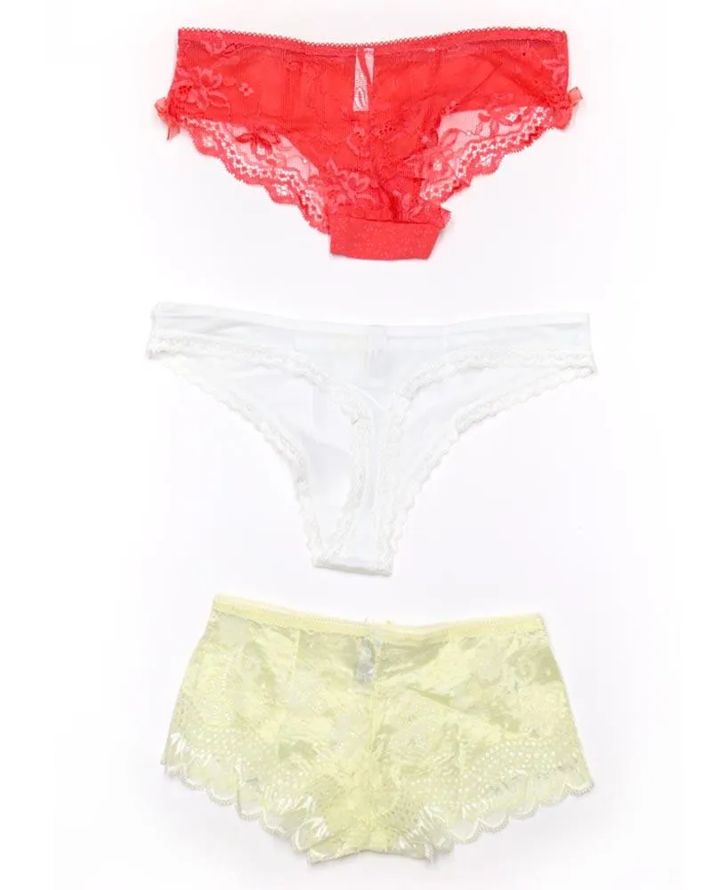 Pack of 3 Sexy Net Panty - Mix Colors & Designs