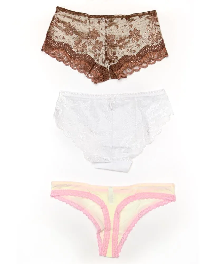 Pack of 3 Sexy Net Panty - Mix Colors & Designs