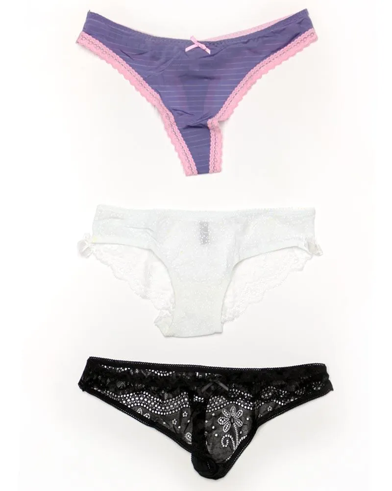Pack of 3 Sexy Net Panty - Mix Colors & Designs