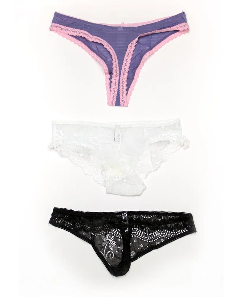 Pack of 3 Sexy Net Panty - Mix Colors & Designs