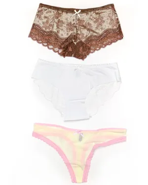 Pack of 3 Sexy Net Panty - Mix Colors & Designs