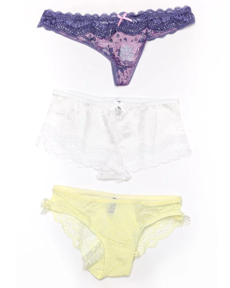 Pack of 3 Sexy Net Panty - Mix Colors & Designs