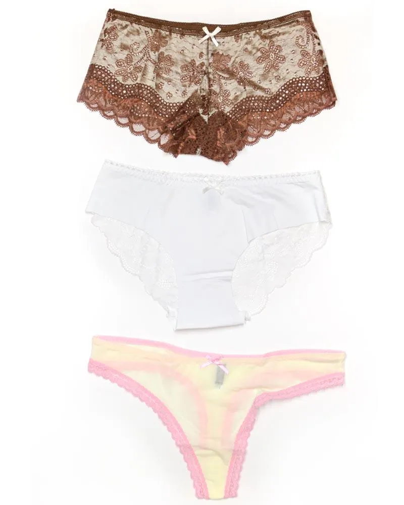Pack of 3 Sexy Net Panty - Mix Colors & Designs