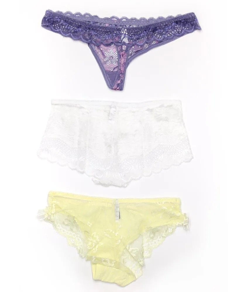 Pack of 3 Sexy Net Panty - Mix Colors & Designs