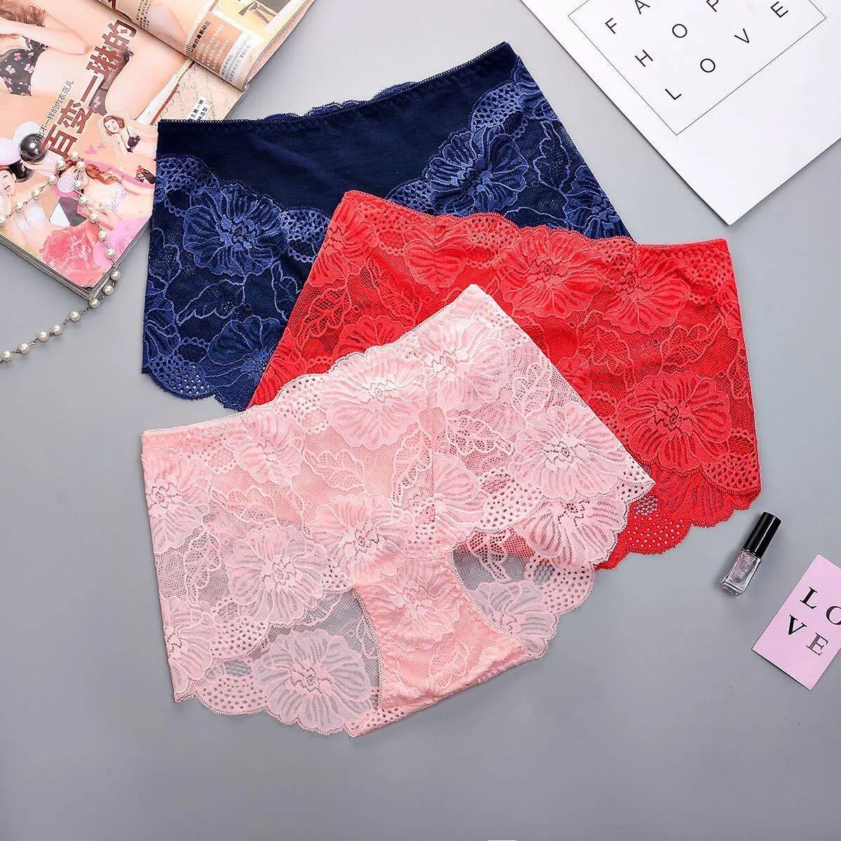 Pack of 3 Sexy Net Panty - SH-640 - Sisterhood - Black White Red Skin