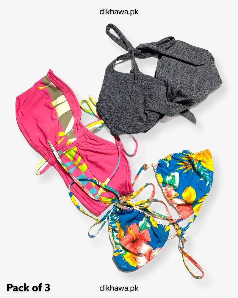Pack Of 3 Stocklot Bikini Top Swimwear | Bikini Top Bundle | Imported Stock Branded Bikini Top