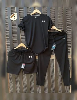 Pack Of 3 UA Printed Dri-Fit Tracksuit For Men (Black)