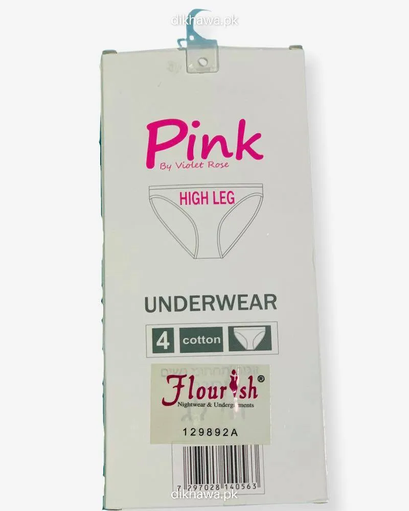 Pack Off 4 129893-A Bikini Underwear Pink By Violet Rose Panty - Cotton Panty