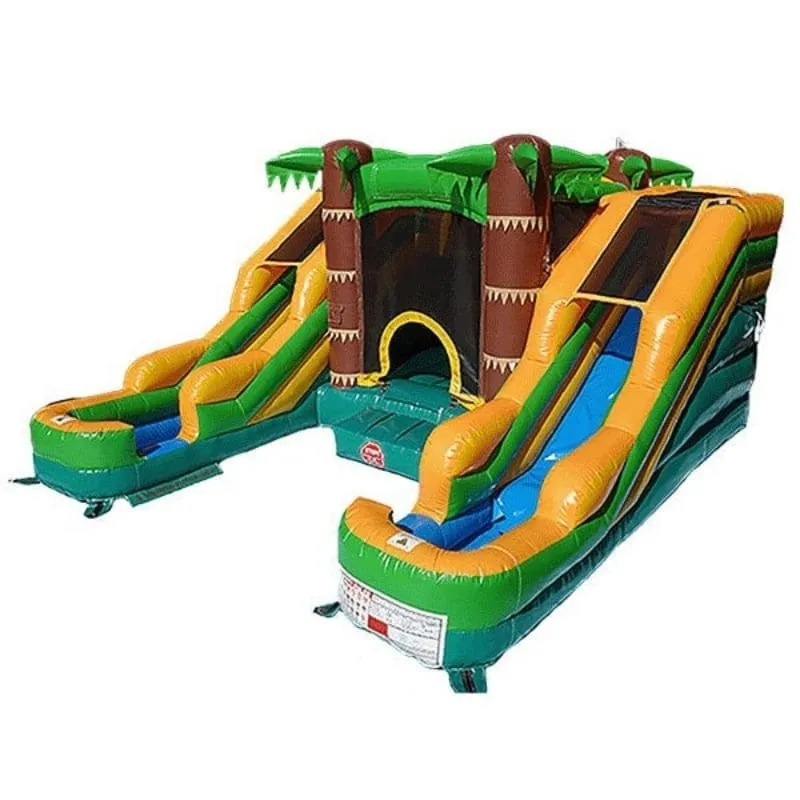 Palm Tree Bounce House Dura-Lite Dual Lane Combo with Slides